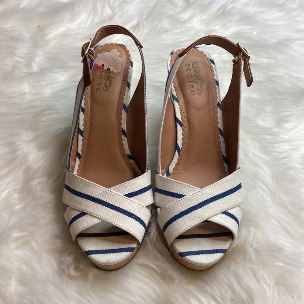 Coach And Four Wedge Heels Sandals Platform Shoes Sz 9.5